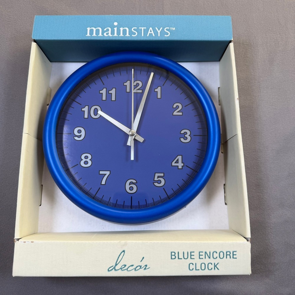 Mainstays Blue Encore Clock Home Decor 5.5 Inch Blue Analog Round Wall Clock